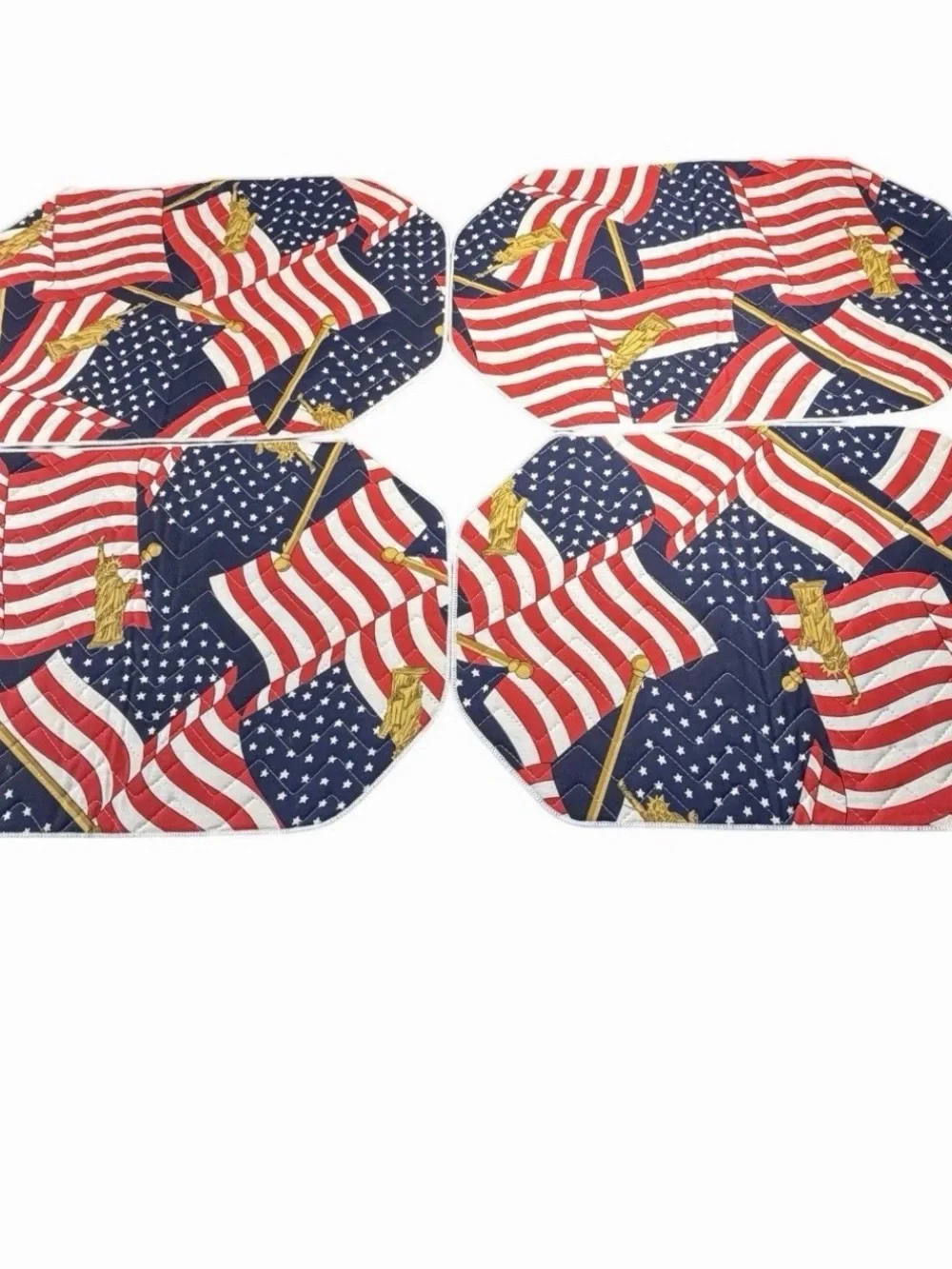 Vintage Patriotic Placemats Set of 4 American Flag Eagle Labor Day Decor